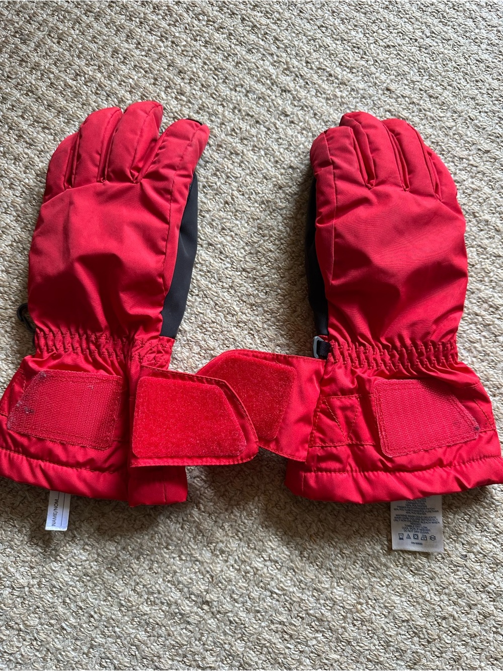 Lands' End Red Kids Gloves with Adjustable Wrist Straps